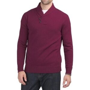Greyson‎ Narragansett 100% Cashmere Shawl Collar Henley Sweater Mens XL Wine NWT